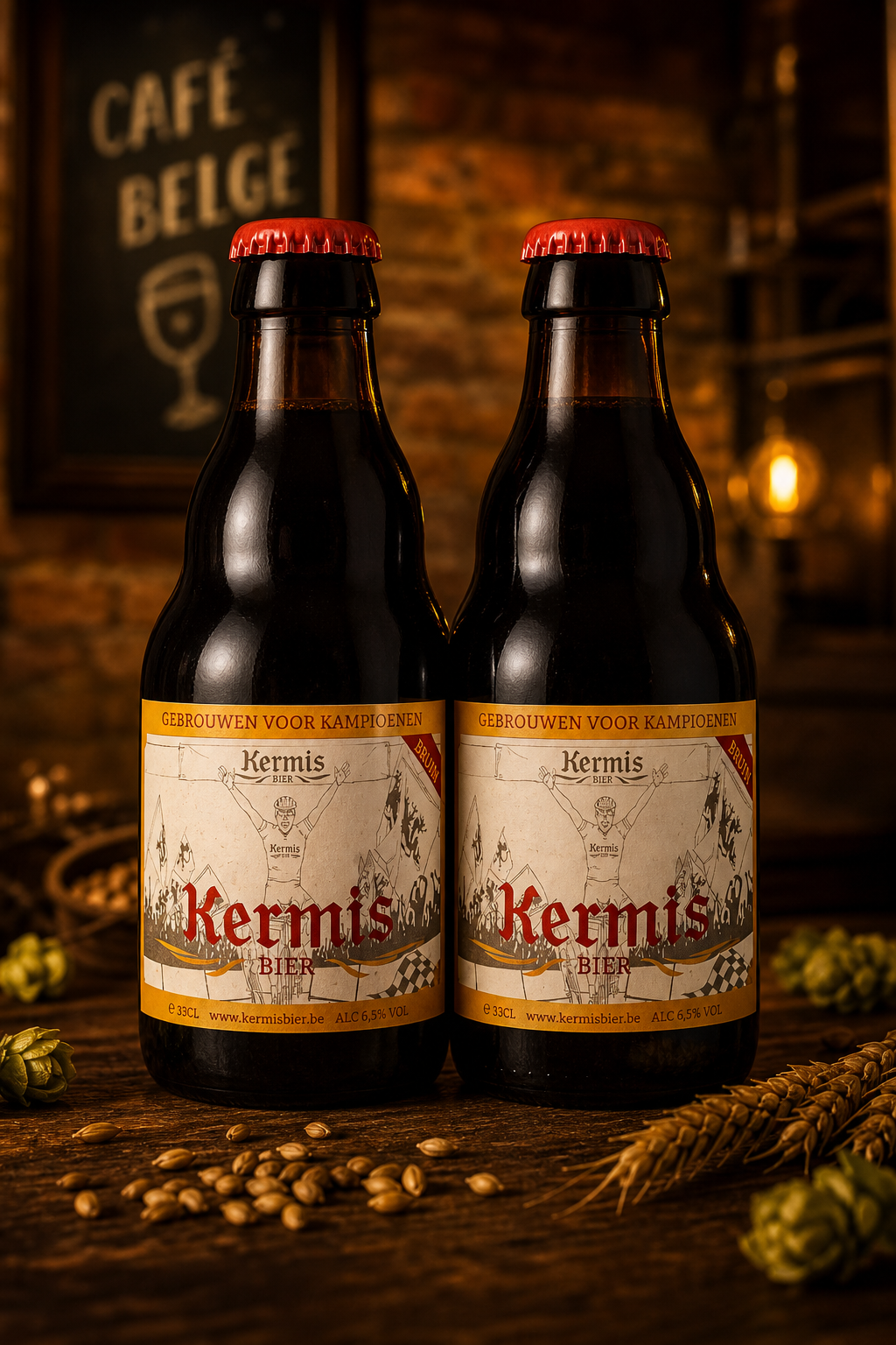 Two bottles of Kermis Bruin