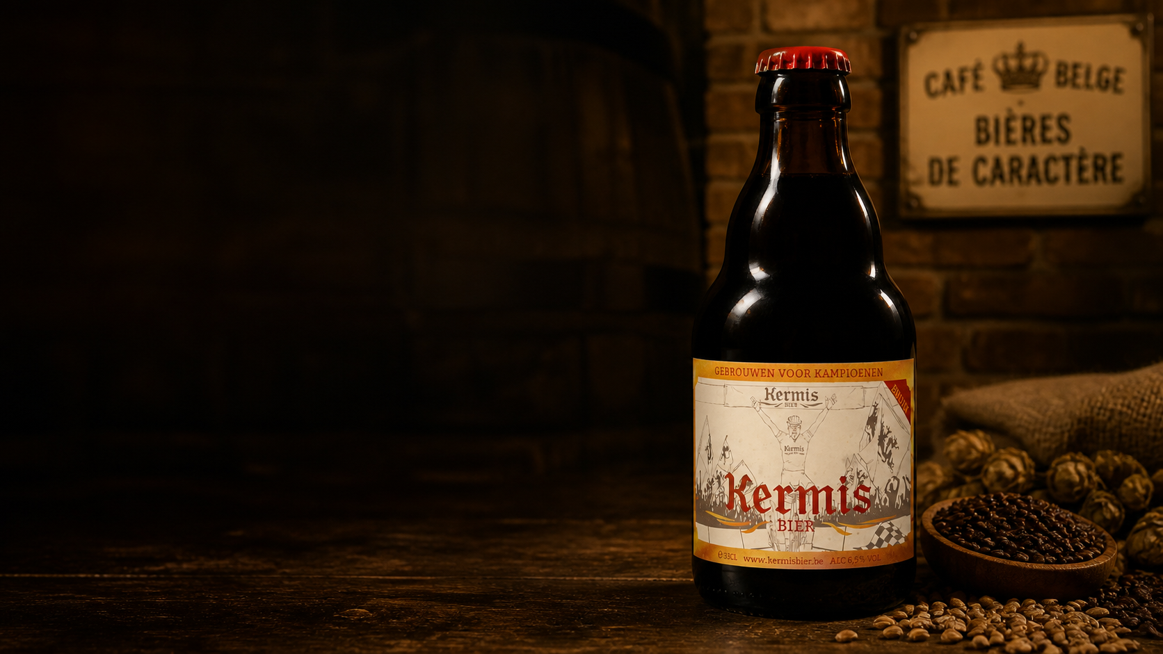 Kermis Bruin bottle in a Belgian café