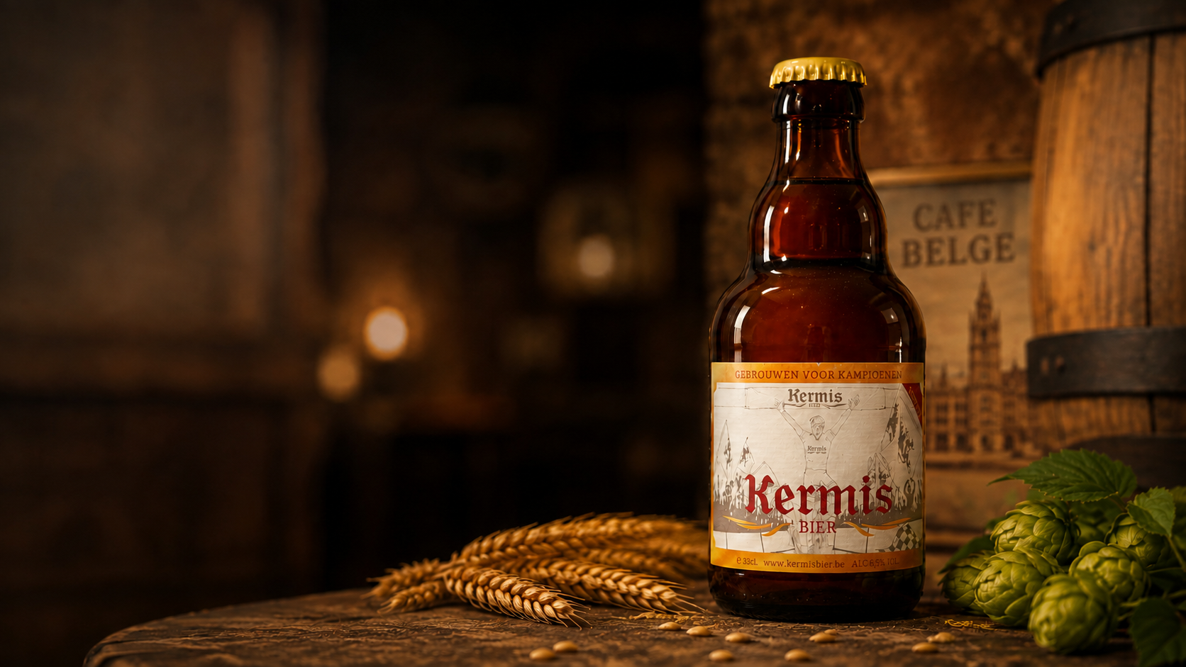 Kermis Bier bottle with Belgian brewing ingredients